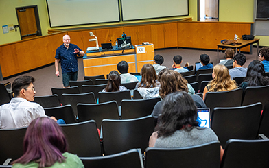 A photograph of students in a lecture room